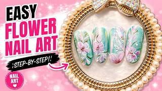 Floral nail art with cat eye gel polish and chrome. Simple flower nail design for beginners 