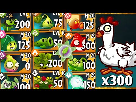 All Plant 999 Level VS 300 Chicken Zombies || Who Will Win || Pvz2