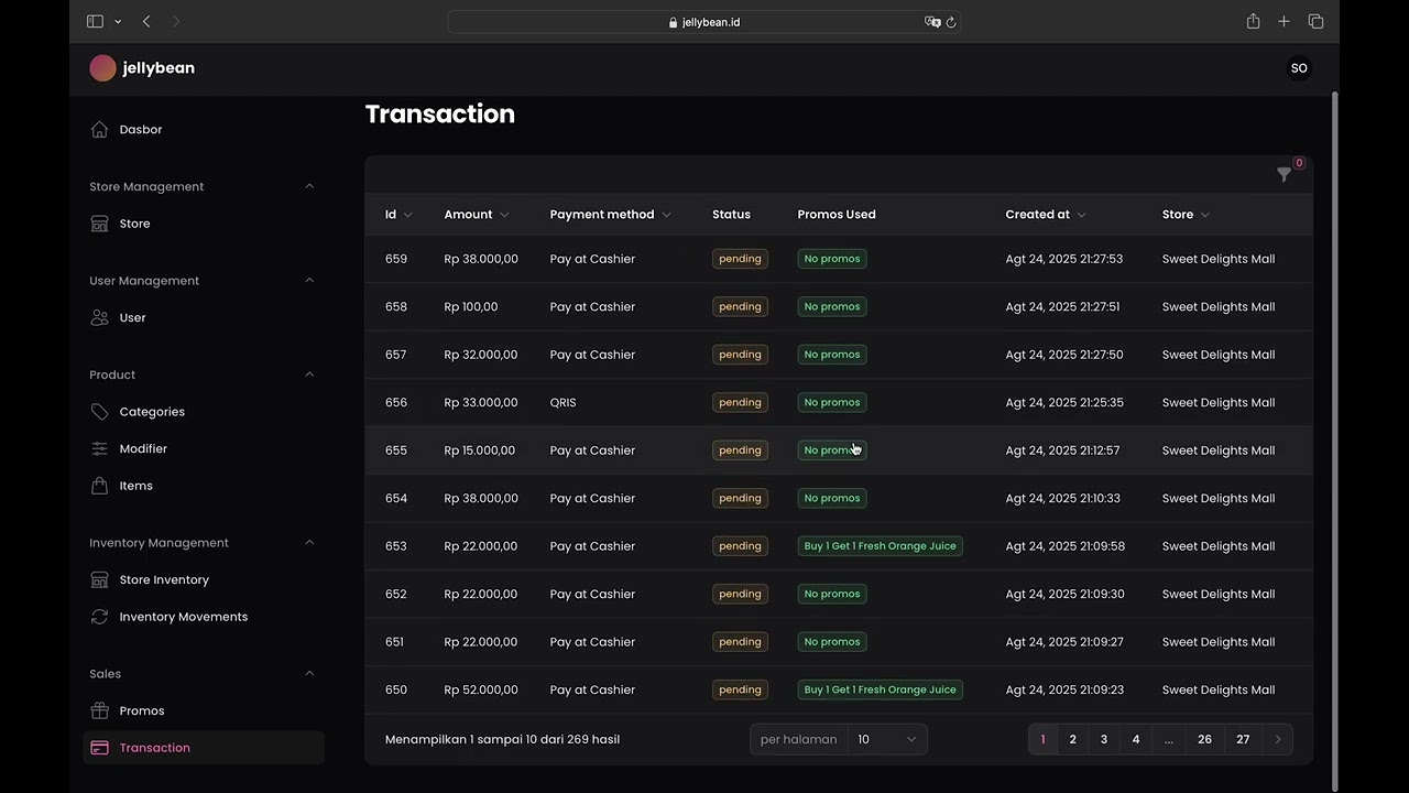 Transaction Page & Features