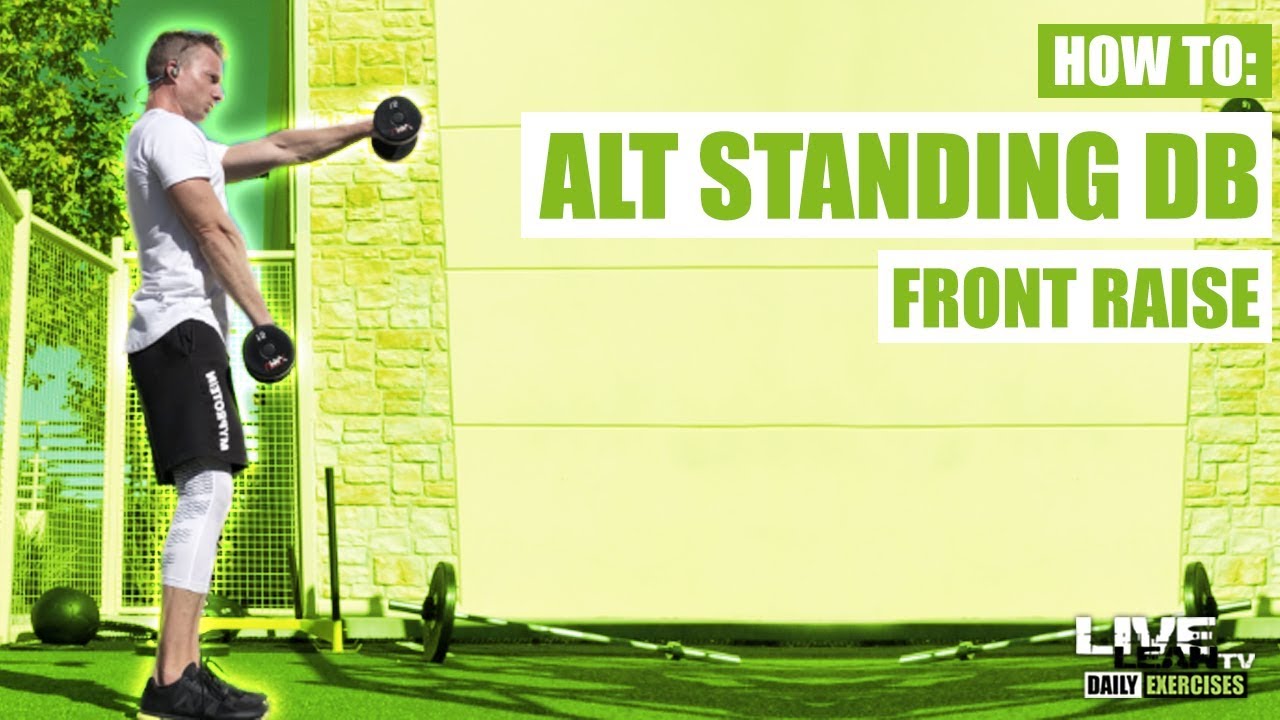 How To Do An ALTERNATING STANDING DUMBBELL FRONT RAISE | Exercise Demonstration Video and Guide