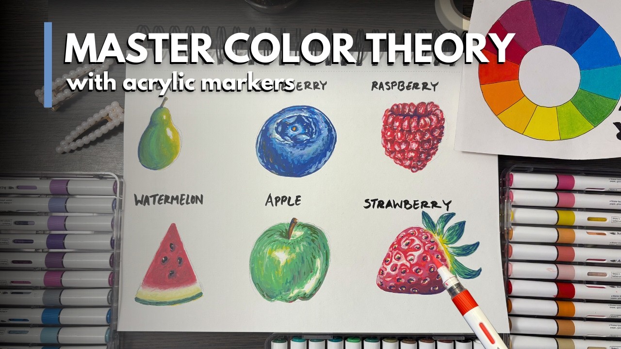 How to MASTER color theory with acrylic markers | easy beginner tutorial with fruit