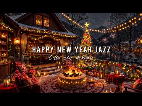 Happy New Year 2026 🎉 Cozy Winter Porch Ambience with Smooth Jazz Instrumental Music & Fireworks