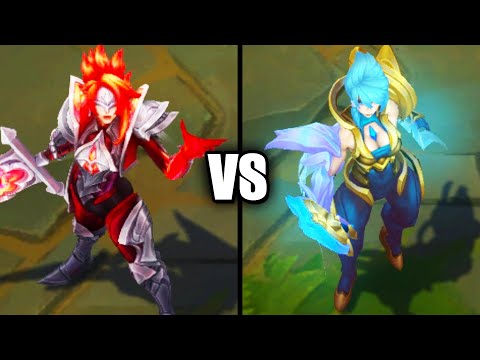 Broken Covenant Riven vs Dawnbringer Riven Legendary Skins Comparison (League of Legends)