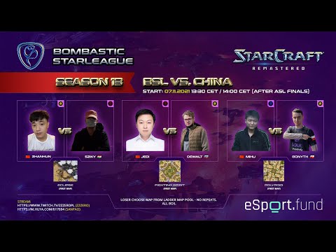 BSL vs China, 2 of 3 - Dewalt vs Jedi - Bo5 PvZ Showmatch // StarCraft Brood War Remastered