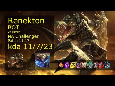 Renekton Bot vs Ezreal - NA Challenger 11/7/23 Patch 11.17 Gameplay