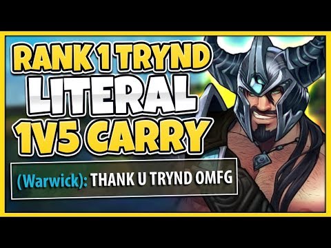 #1 TRYNDAMERE WORLD GREATEST 1V5 HIGH-ELO CARRY (PERFECT PLAYS) - League of Legends