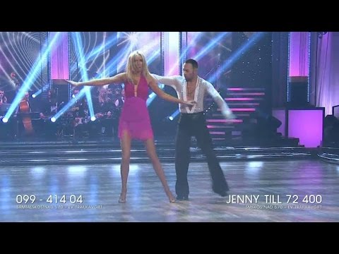 Jenny Strömstedt och Stefano Oradei i en cha-cha - Let’s Dance (TV4)