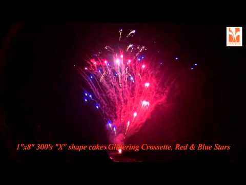 1x8 300s X shape cake Glittering Crossette w Red & Blue Stars