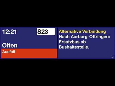 SBB TTS Ausfallmeldung zur S23 nach Olten