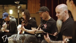 All the guitarists are looking over at Dan.  “What’s going on with that Danny boy?”（00:06:15 - 00:07:17） - The Game Of Thrones Theme Song | Fender Custom Shop | Fender