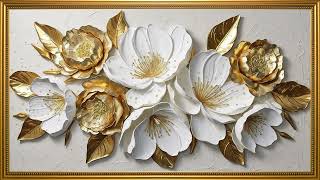 Vintage White and Gold Peonies Painting |  Luxurious Floral Digital Wall Art For Your TV #frametv