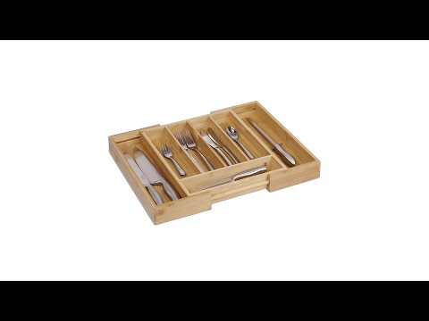 Besteckkasten Bambus ausziehbar Braun - Bambus - Holzwerkstoff - 49 x 6 x 37 cm