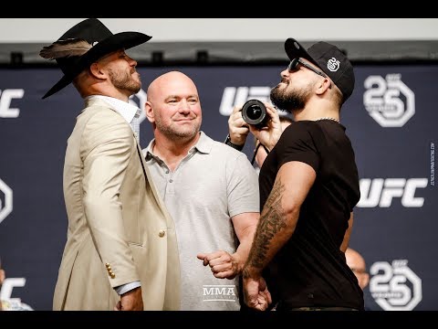 Donald Cerrone vs. Mike Perry UFC 25th Anniversary Press Conference Staredown - MMA Fighting