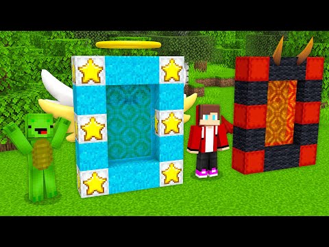JJ HELL vs Mikey HEAVEN Portals Challenge in Minecraft (Maizen)
