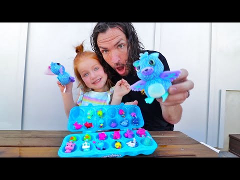 NEW PET HATCHIMALS! Adley and Dad Hatching Eggs Routine in the Backyard (Animal Doctor Pretend Play) Video