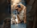 Brave Little Puppy Stands Tall With Giant Bulldog
