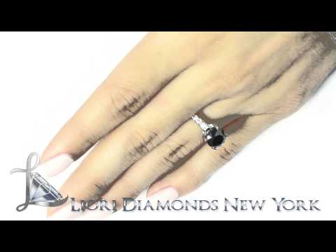 BDR-198 - 3.13 Carat Certified Natural Black Diamond Engagement Ring 14k White Gold