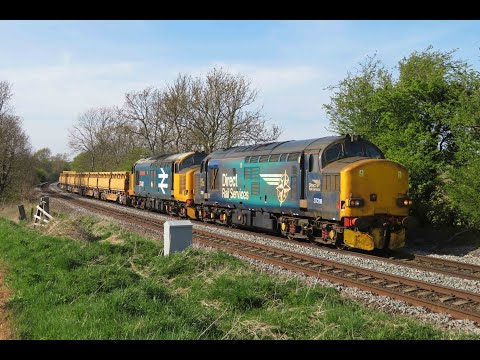 DRS 37218 & BR Blue 37401 - 6D95 Ballast, Chellaston 14/04/20.