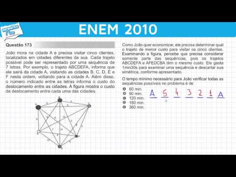 ENEM 2010 Matemática #38 - Análise Combinatória e Tempo Mínimo de um Trajeto (com pegadinha)