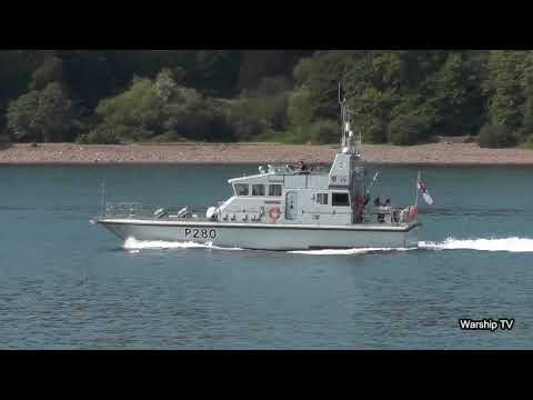 HMS DASHER P280 LEAVES DEVONPORT NAVAL BASE AT DEVIL'S POINT - 19th July 2018
