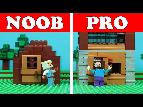 Titan Pictures - Lego Minecraft NOOB vs PRO - First Night HOUSE Build Challenge - Animation