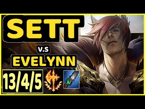 NIGHTBLUE3 (SETT) vs EVELYNN - 13/4/5 KDA JUNGLE CHALLENGER GAMEPLAY - NA