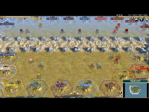 Civ 5 AI Only Timelapse: Mirror Battle (Original and Custom Civs Deathmatch)
