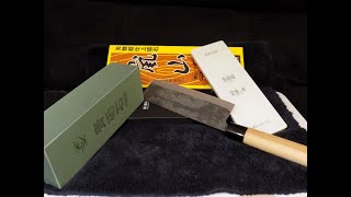 Repairing a Shirogami 2 Nakiri with Shapton Glass 500, Green Brick of Joy, and Arashiyama 6k
