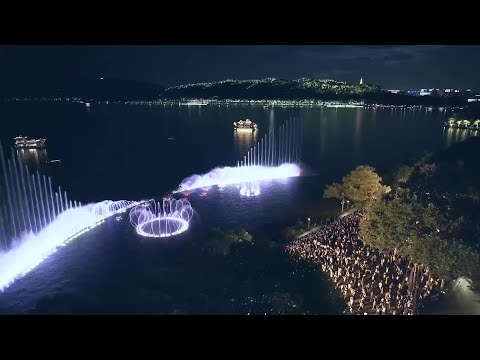West Lake Music Fountain reabre em Hangzhou, província de Zhejiang
