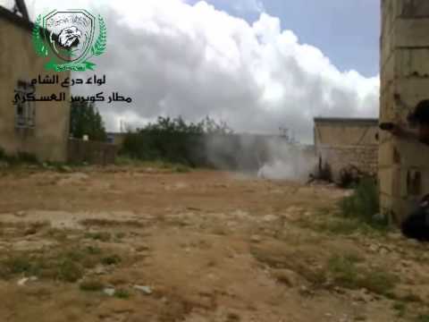 استهداف نقاط قوات النظام في مطار كويرس العسكري بواسطة صواريخ محلية الصنع من قبل لواء درع الشام