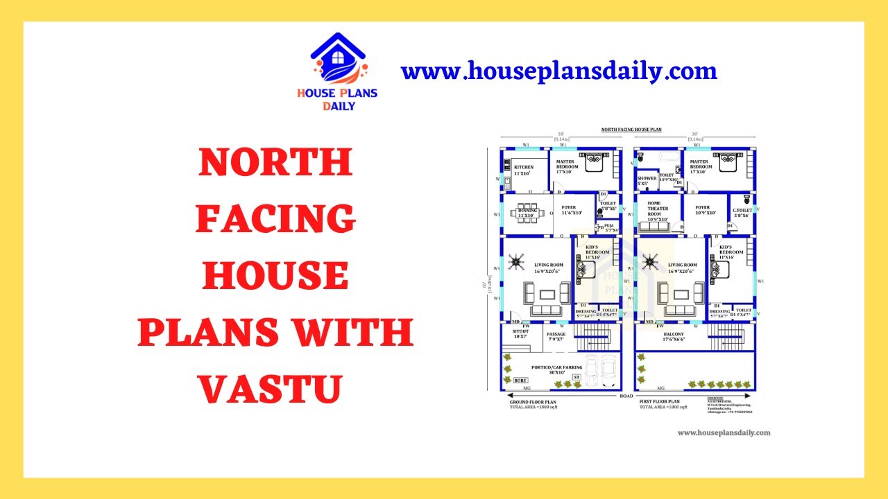 North Facing House Plans with Vastu | 2 Storey Vastu House Designs