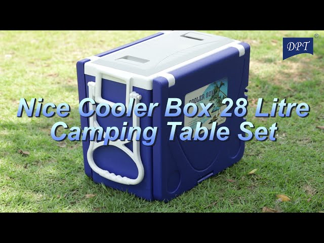 طاولة فايبر قابلة للطي مع كراسي تتحمل 50 كجم وصندوق تبريد – متينة وخفيفة الوزن مع ضمان سنتين