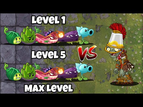 PvZ 2 All Plants Level 1 vs Level 5 vs Max Level vs Roman Buckethead