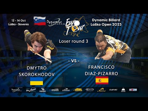 Day 2 Dmytro Skorokhodov Vs Francisco Diaz-Pizarro Dynamic Billard EuroTour Laško Open Slovenia 2023