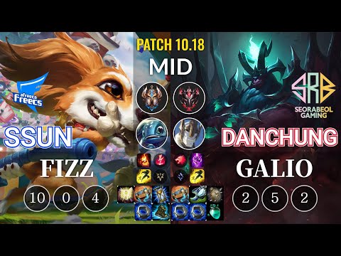 AF SSUN Fizz vs SRB Danchung Galio Mid - KR Patch 10.18