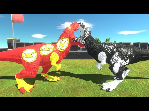 FLASH T REX DEATH RUN - Flash T Rex vs Venom T Rex | Animal Revolt Battle Simulator