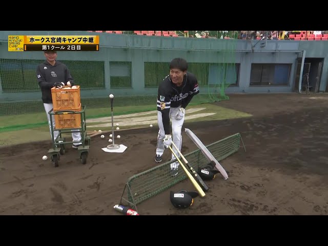 【春季キャンプ】令和に「黄金バット」見参!? ホークス・柳田悠岐がティーバッティング!!  2025年2月2日 福岡ソフトバンクホークス