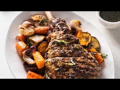 Classic Roast Lamb Recipe (with tart mint sauce & roast vegetables)