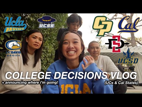COLLEGE DECISIONS REACTIONS VLOG + announcing where i'm going to college | UCs and Cal States