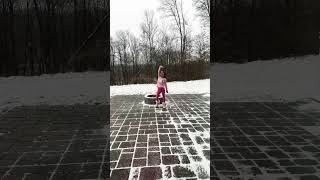 How is she not cold🥶 #snow #dancing #shorts