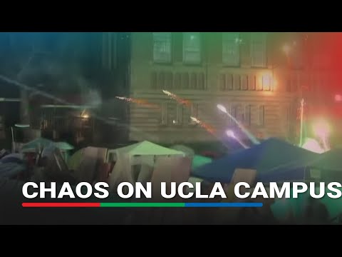 Eyewitness captures chaos on UCLA campus as firework thrown at protesters