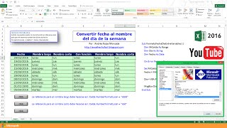 Convertir fecha al nombre del día de la semana - VBA