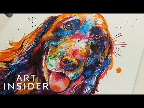 Artist Paints Pet Portraits With Beautiful Rainbow Watercolors
