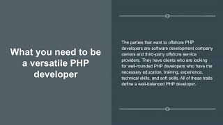 What it takes to be a well rounded PHP Developer