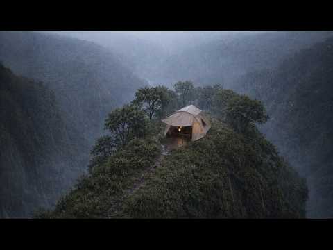 Not LUXURY, but this 2x2 Tent is so COMFY in Heavy Rain - Heavy Rain Camping Between High Cliffs⛰️