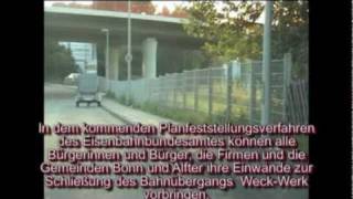 preview picture of video 'Bahnübergang Weck-Werk von Schließung bedroht'