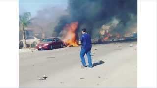 Footage of Harrier Jet Crash In California