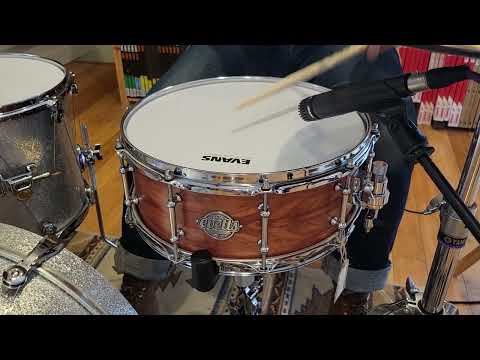 (SOLD) Snares - Evetts Drums 5.5x14 Blackwood Ply Snare Drum w/Flamed Myrtle Veneer