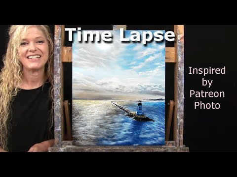 Learn How to Draw and Paint with Acrylics SEASIDE LIGHTHOUSE - Easy Beginner Tutorial - Time Lapse