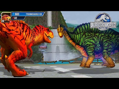 T REX VS ARGENTINOSAURUS - JURASSIC DINOSAUR BATTLE || JURASSIC WORLD THE GAME